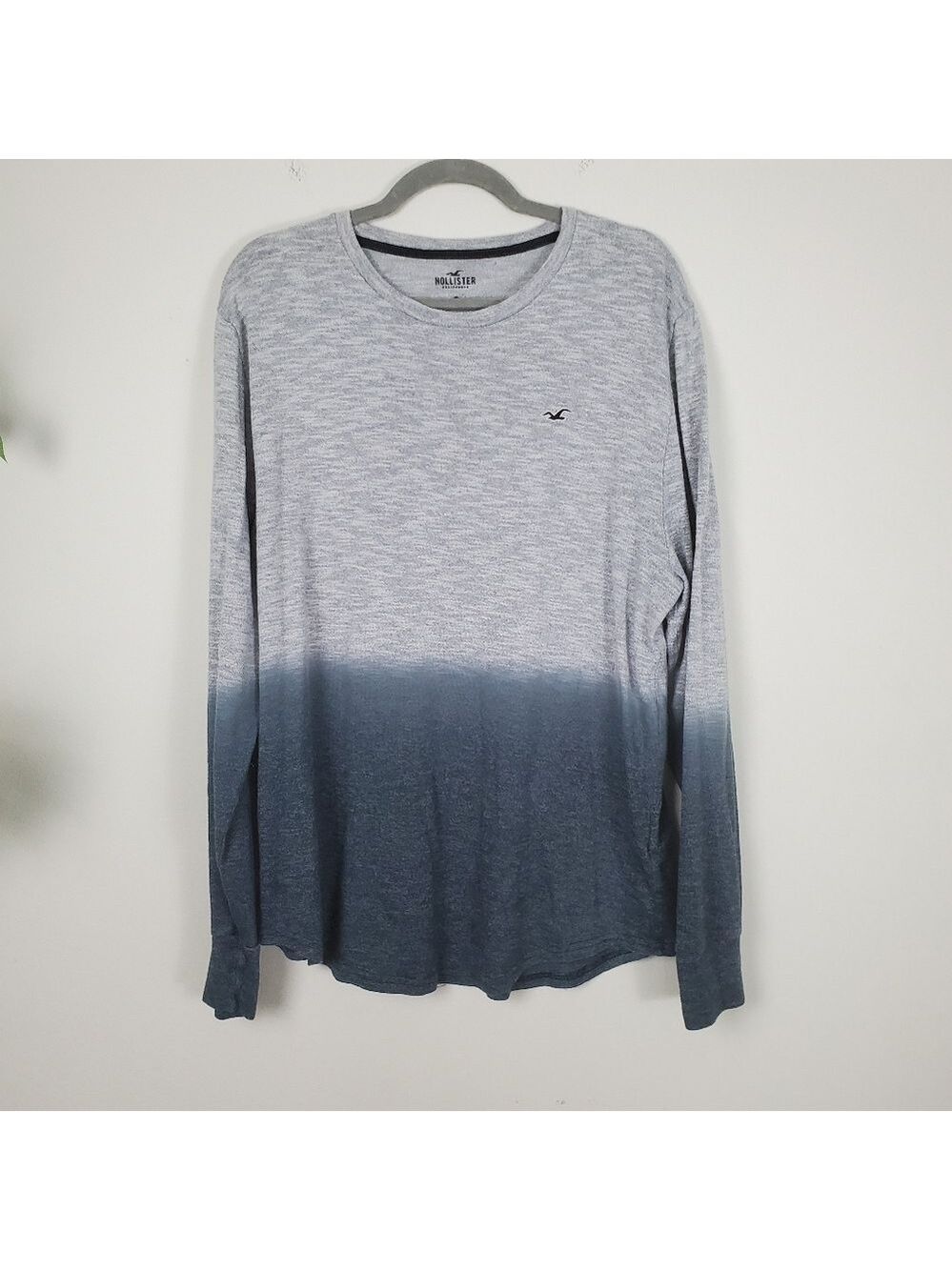Hollister Men's Gray Ombre Long Sleeve Shirt Size XL -